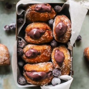 Roasted blueberry brioche donuts