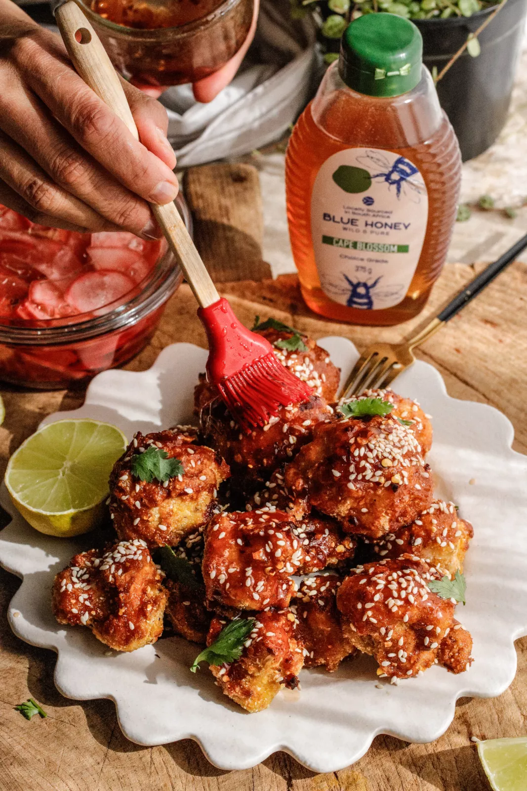 hot honey BBQ cauliflower wings