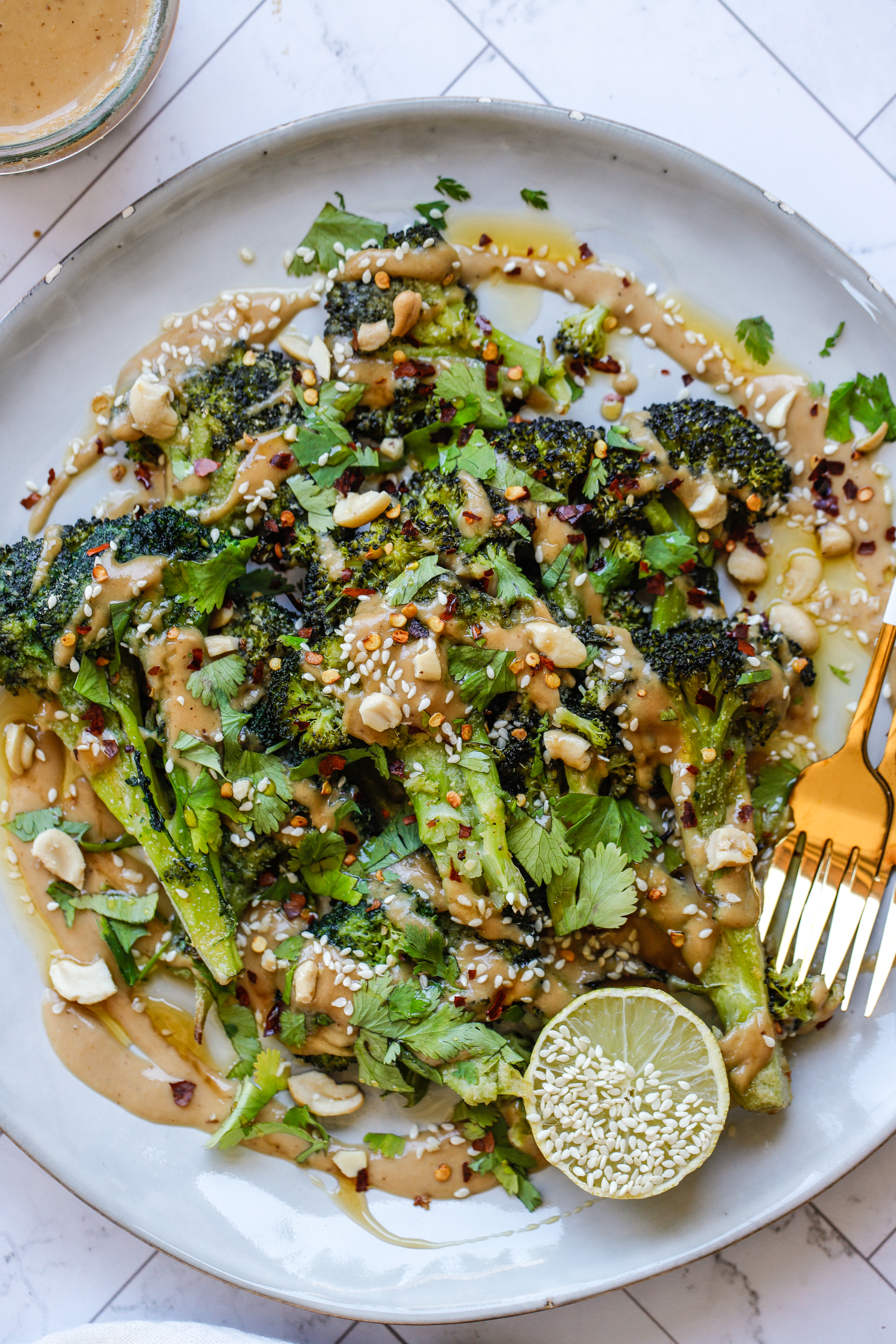 Smashed broccoli steaks