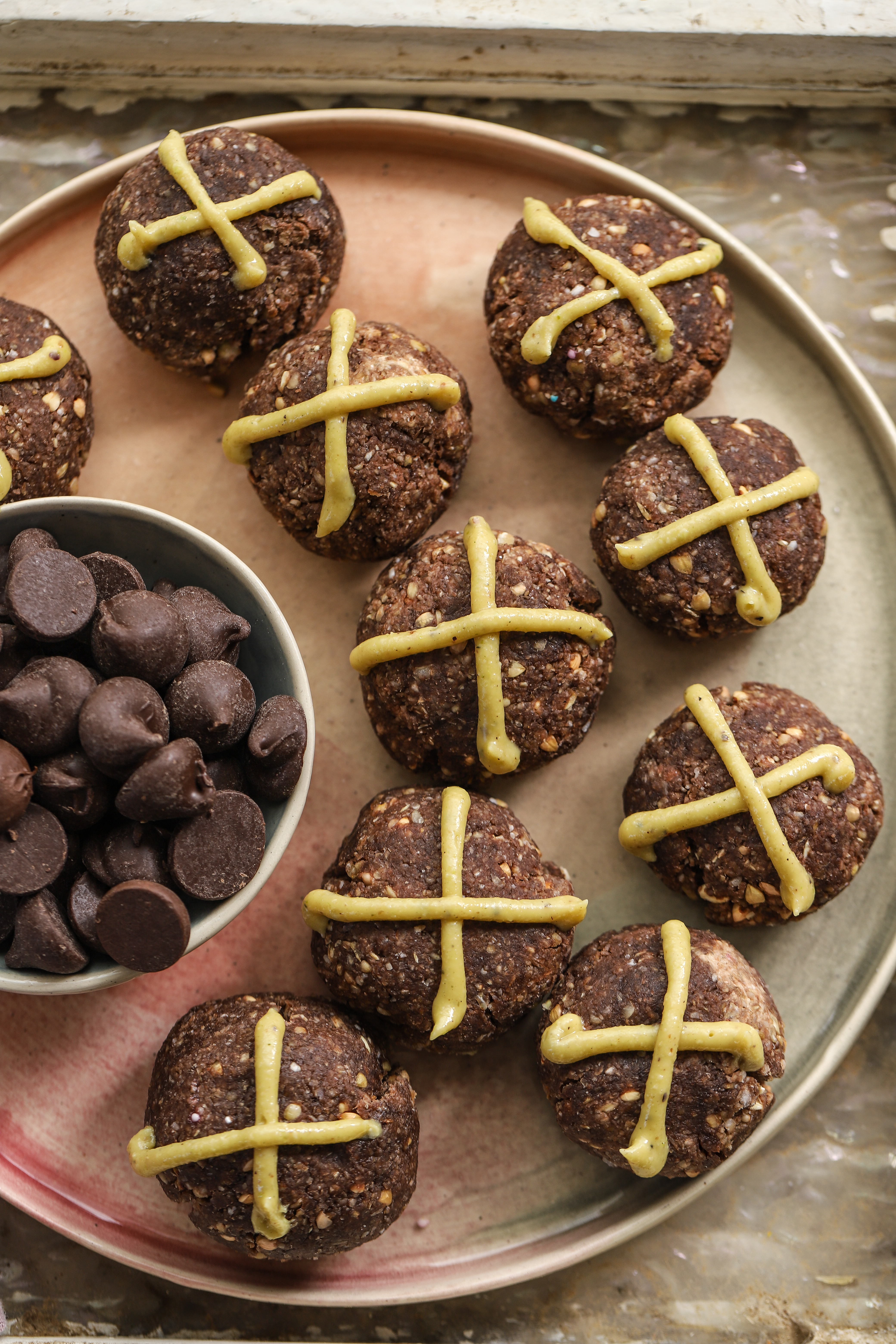 Raw hot cross bun bliss balls