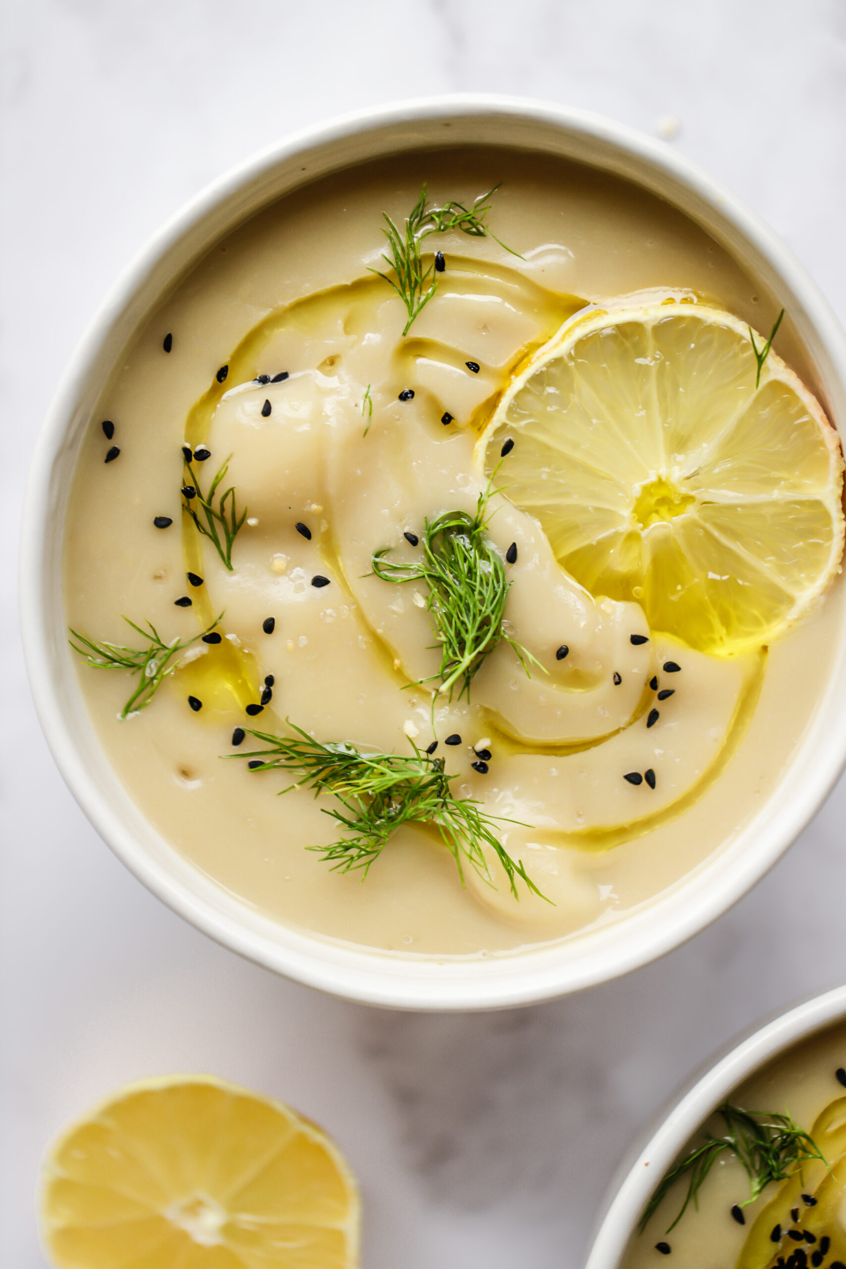 Lemon cauliflower bean soup