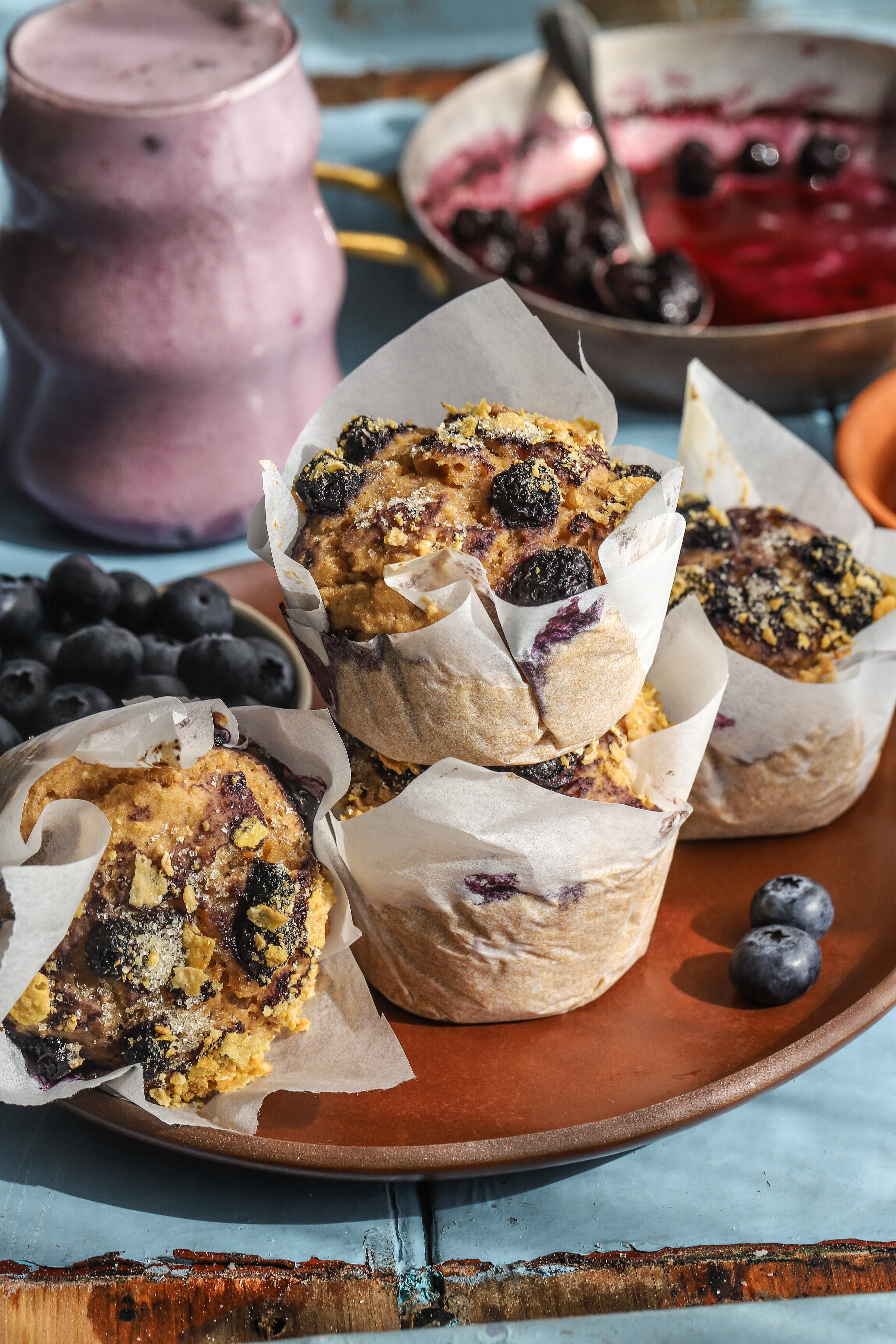 Blueberry cornflake muffins