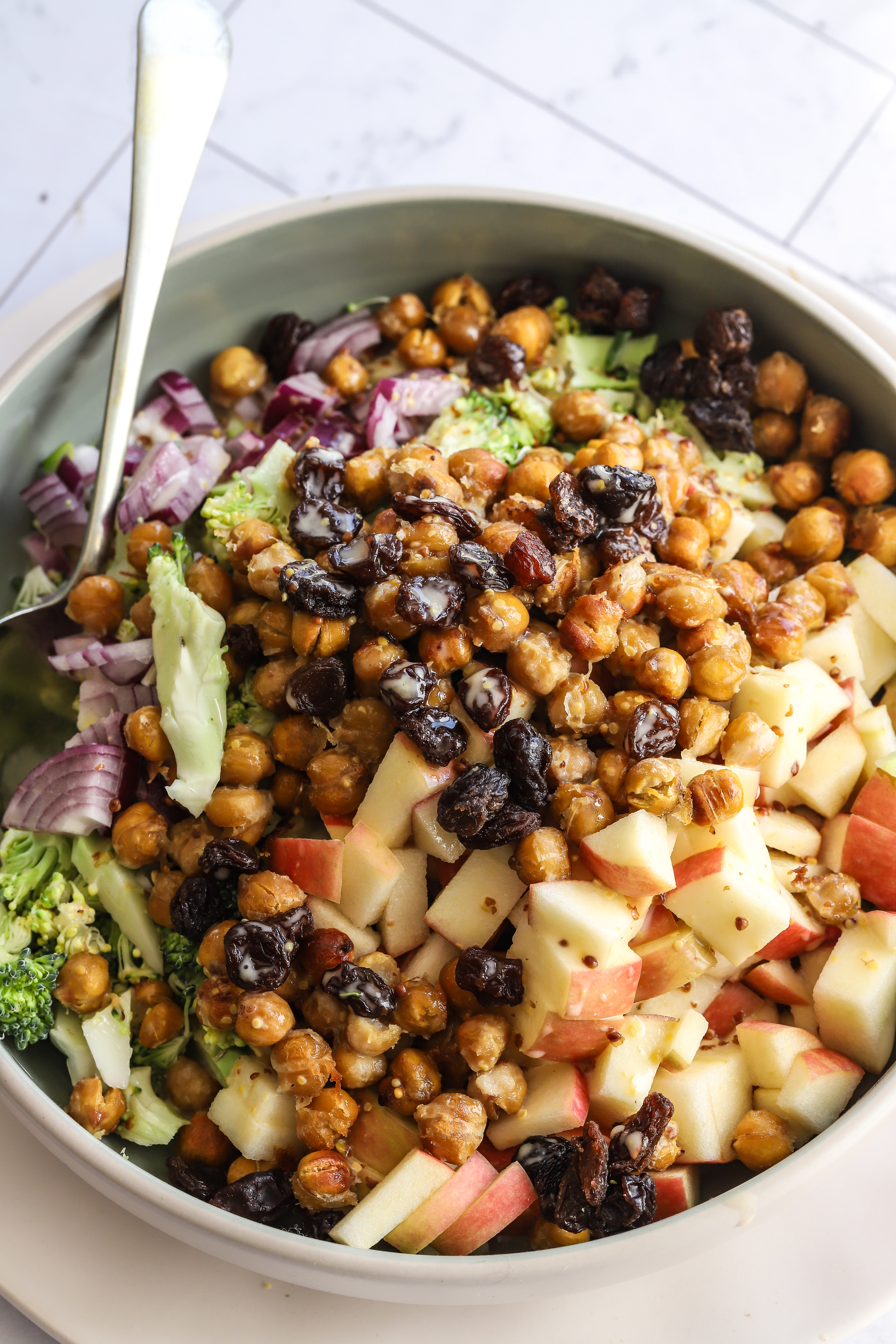 Broccoli apple chickpea salad