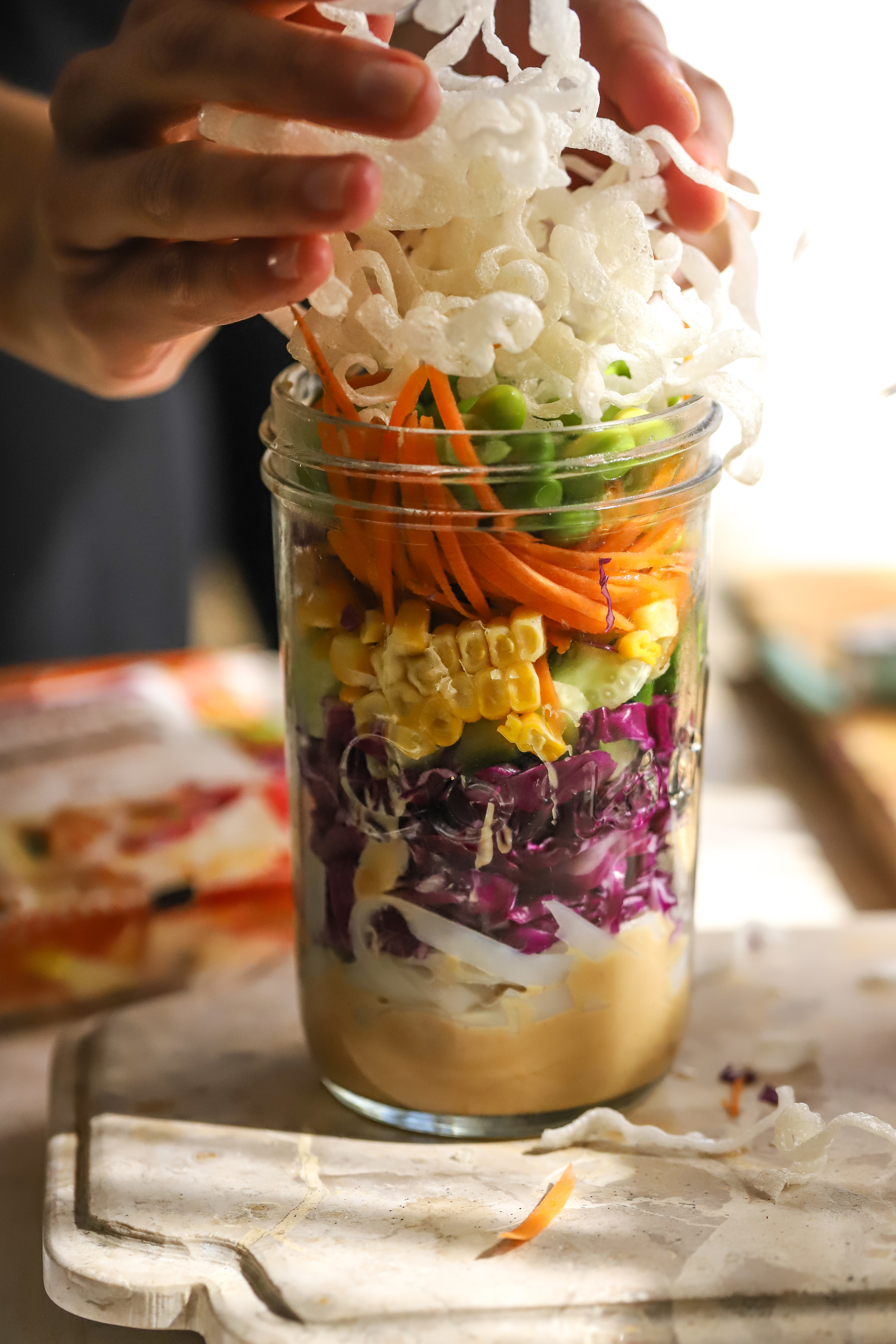 Asian chopped noodle salad jar