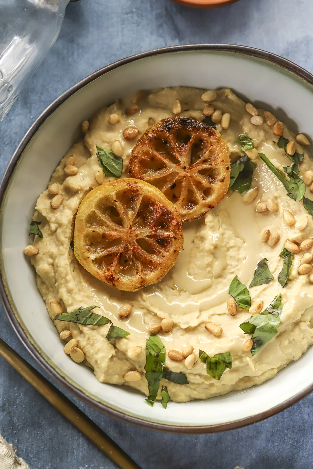 Charred lemon hummus