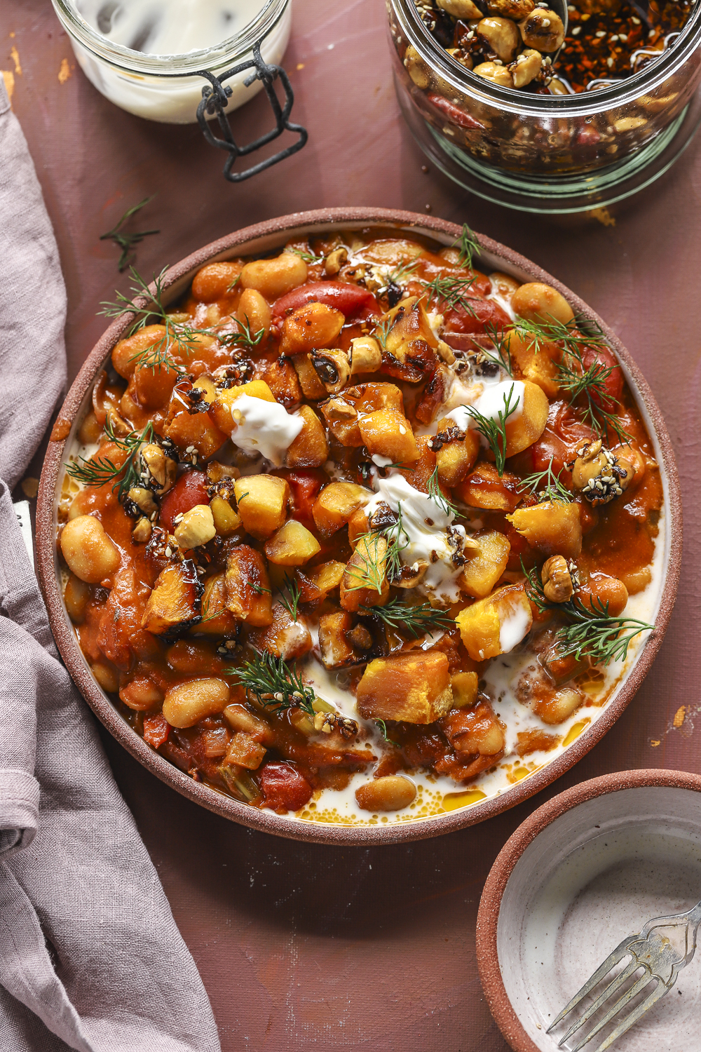 Spicy butternut beans