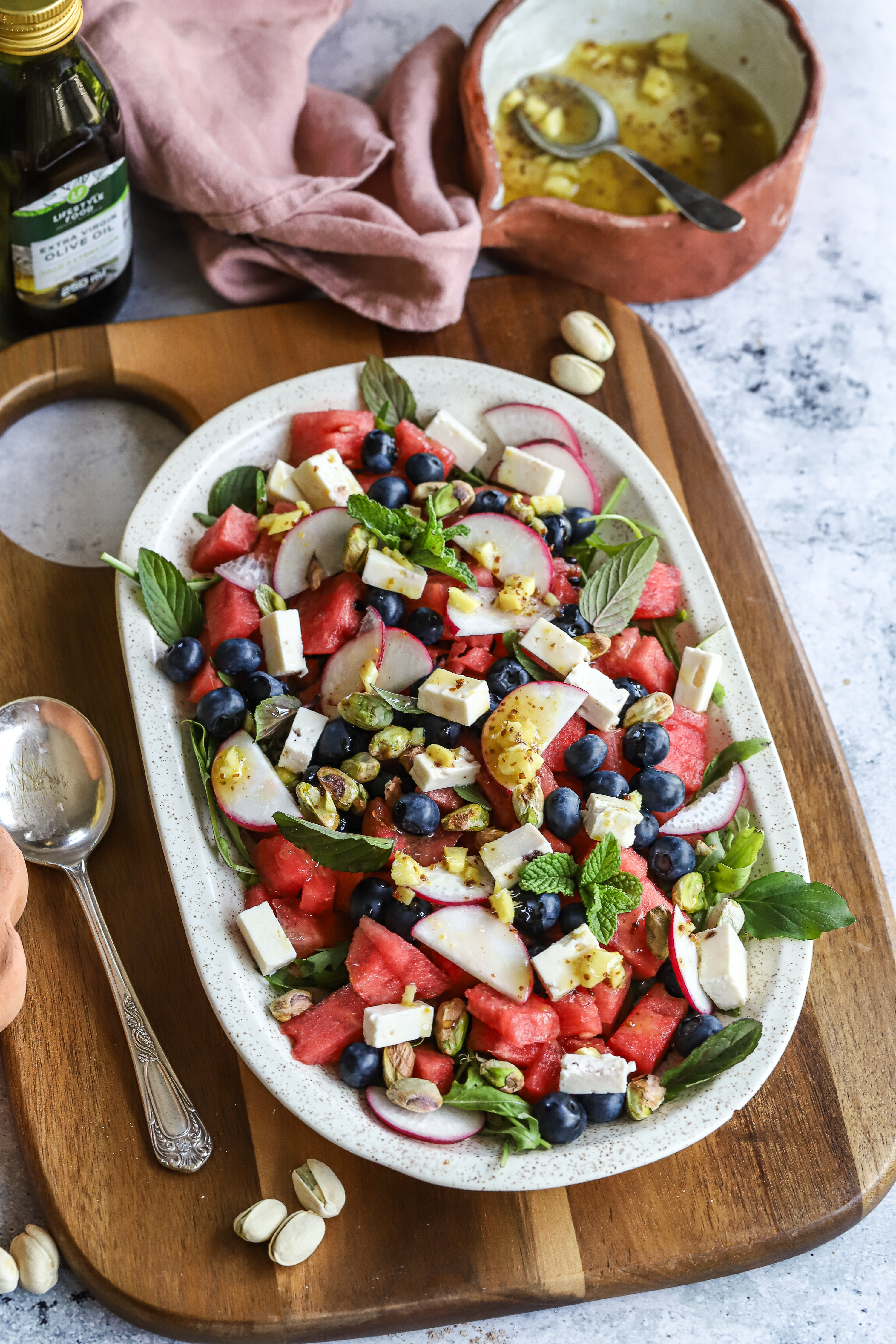 Watermelon feta blueberry salad