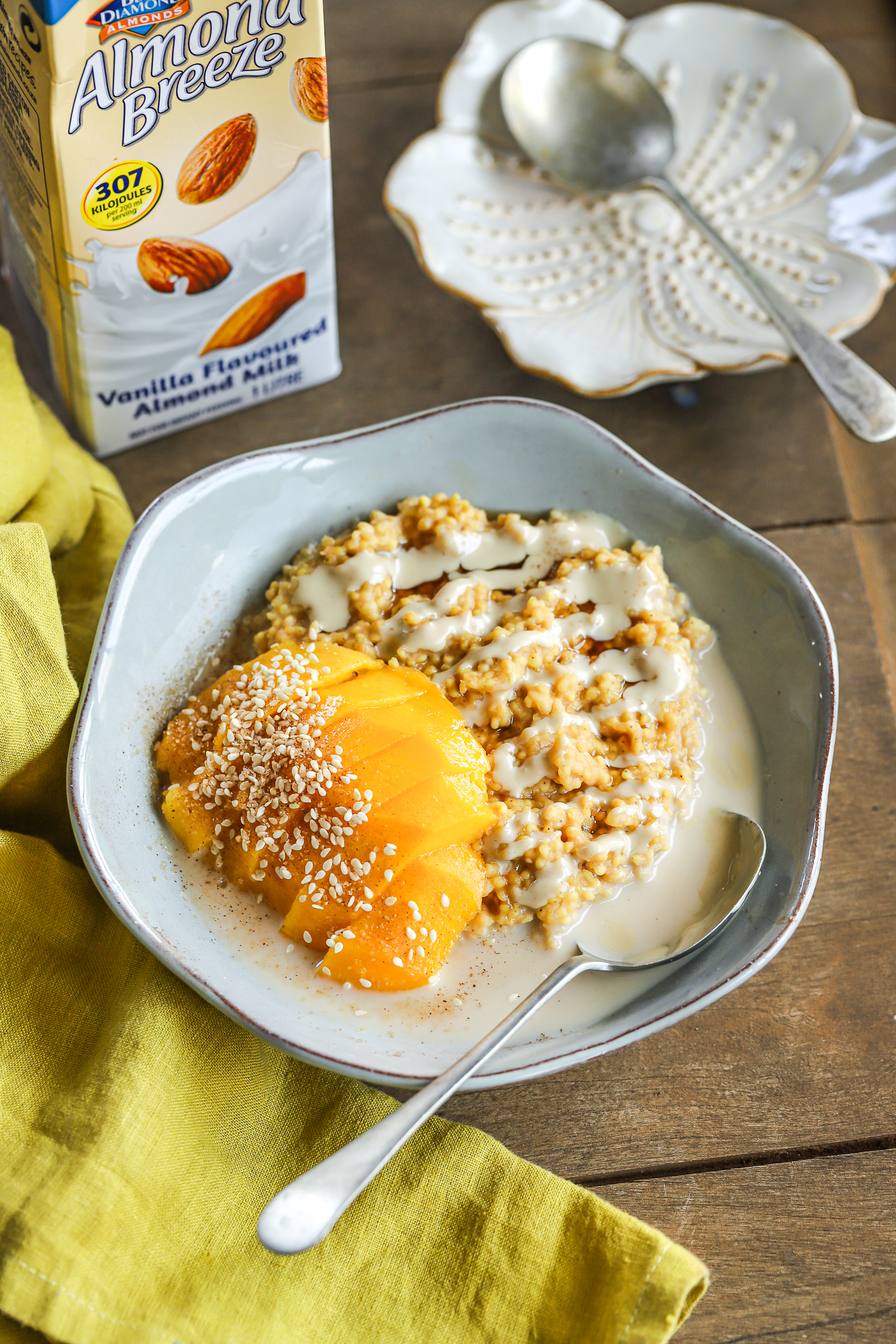 Sticky millet mango porridge