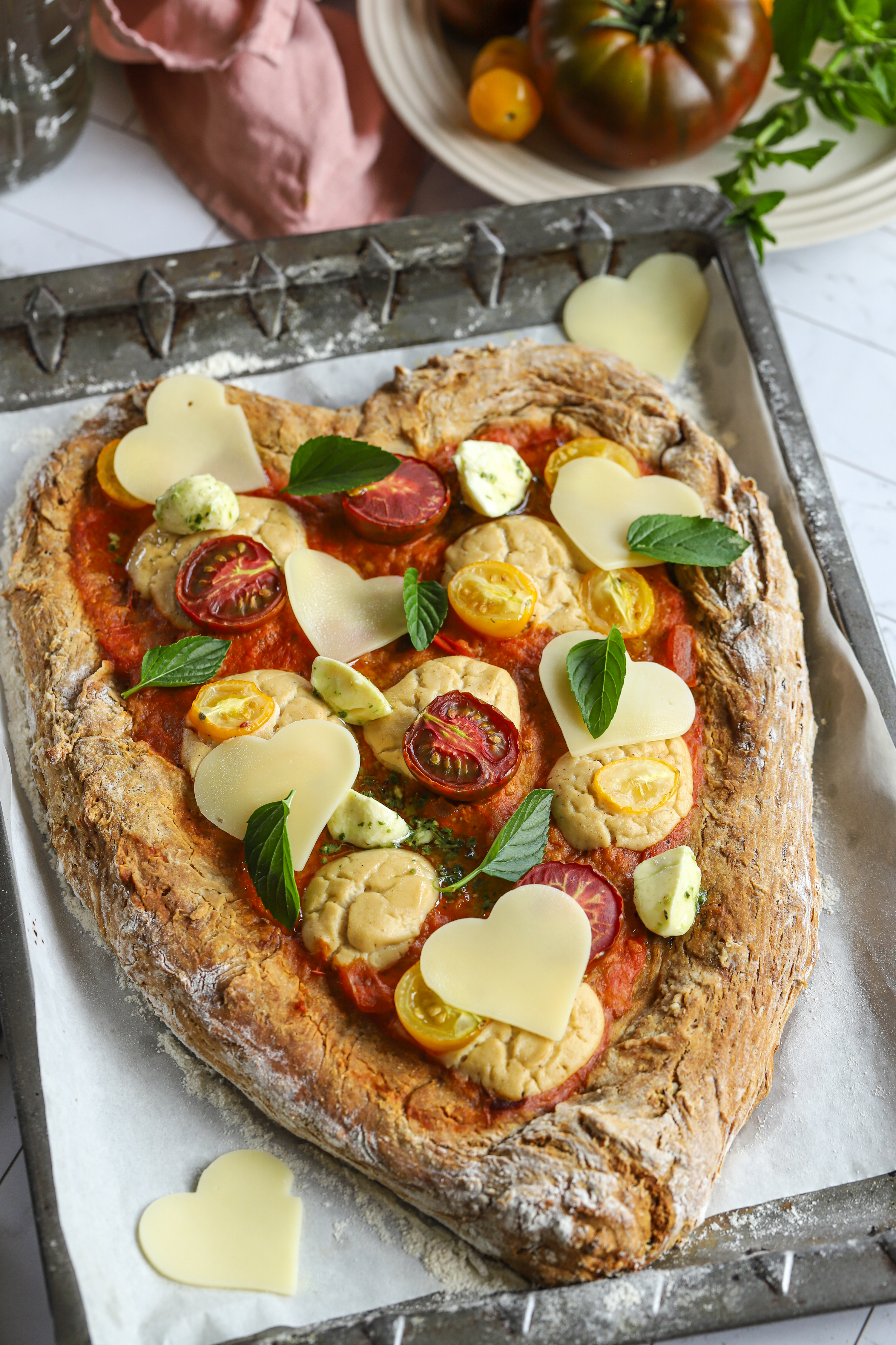 Sourdough heart pizza